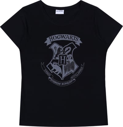 Zwart dames t-shirt met grijs Zweinstein logo