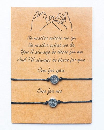 Akyol - Vriendschapsarmband-best friends armband-moederdag -vriendschapsarmband -Moeder dochter armband-Cadeau voor moeder-Pinky promise-BFF |vrienden | relatie armband | hanger | 2 stuks | wit | vriendin cadeau | armband gift | armband tree |