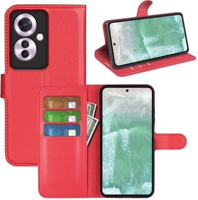 MobyDefend Hoesje - Geschikt voor Oppo Reno 11F - Kunstleren Wallet Book Case (Sluiting Voorkant) - Rood