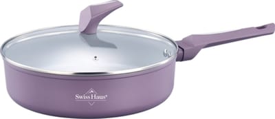 Swiss Haus® LDF28T Hapjespan Inductie met Deksel - Ø 28 cm / 4.6 Liter - PFAS Vrij - Hapjespannen Voor Alle Warmtebronnen - Braadpan Met Sapphire™ Antiaanbaklaag - Paars