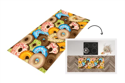 Keukenloper - Loper keuken - Donuts - Patronen - Sterren - 120x50 cm - Keukenloper vinyl