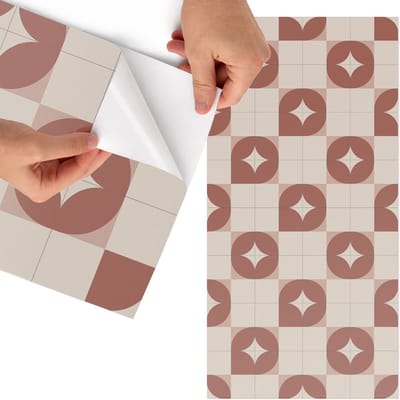 Tulup Meubelfolie - Vintage patroon Meubelfolie - 75x150 cm - Beige Meubelfolie - Plakfolie Meubels - Geometrische Meubelfolie - Decoratiefolie Zelfklevend - Slaapkamer decoratie - Achtergronden en patronen