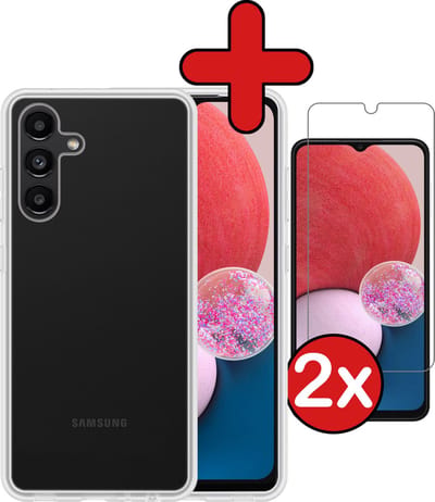 Hoesje - Met 2x Screenprotector - Geschikt voor Samsung Galaxy A13 5G - Sterk & Shockproof - Telefoon Hoes - Back Cover - Siliconen Case - Telefoonhoes - Transparant