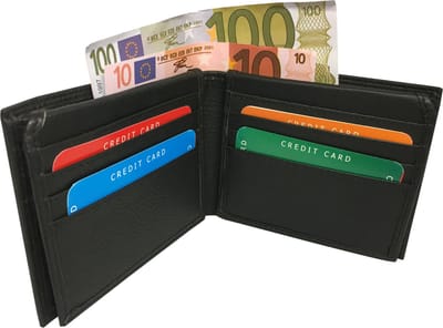 LeonDesign - Portemonnee heren Compact - Zwart - Leer - 19 pasjes