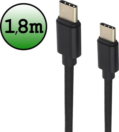 USB C Oplader - USB C Kabel - USB C naar USB C Kabel 1.8 meter - Zwart