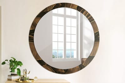 Coloray Bedrukte Spiegel - Bruine bananenbladeren Bedrukte Spiegel - 100 cm - Bruin Bedrukte Spiegel - Bedrukte Spiegel - Spiegel Met Bedrukte Lijst - Spiegel Met Decoratie