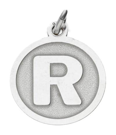 Zilveren Letter R rond mat en glans kettinghanger