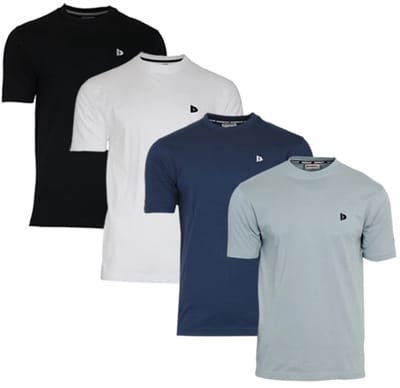 4-Pack Donnay - T-shirt (Vince) - Sportshirt - Heren - Black/White/Navy/Granite green (781) - maat S