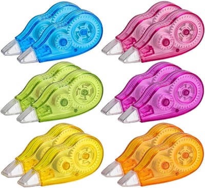 12x Mini Correctietape Set - Compacte Korector Rollen voor School en Kantoor