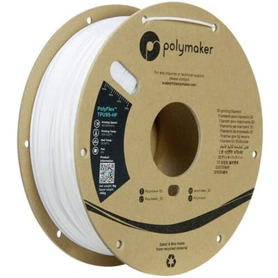 Polymaker PD03002 TPU95-HF Filament TPU, Flexibel filament Flexibel, Highspeed filament, UV-bestendig 1.75 mm 1000 g Wit PolyFlex™ 1 stuk(s)