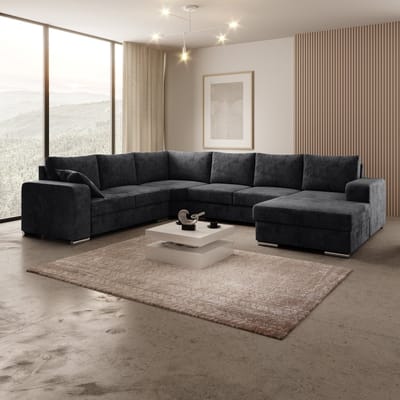 Meubella - Hoekbank Adel - Zwart - Velvet - Rechts