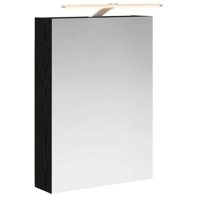 vidaXL - Badkamerspiegelkast - Zwart - Eiken - 50 - x - 14,5 - x - 70 - cm - Bewerkt - hout