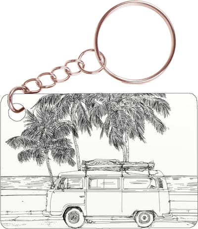 Sleutelhanger 6x4cm - Busje Getekend - Palmbeach