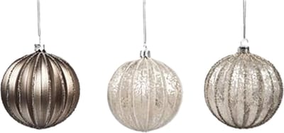 Goodwill Kerstbal Brons-Bruin-Zilver D 10 cm Voordeelaanbod per 3 stuks