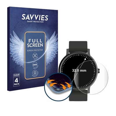 Savvies - Screenprotector voor Ronde Displays (ø: 32 mm) - Folie Beschermfolie transparant volledig dekking 4 Stuks