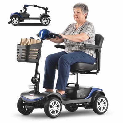 Sweetrich S1 Sport Scootmobiel 4 Wielen – Opvouwbaar – 300W Motor – 15-25 km Actieradius – Draaibare Stoel – 136 kg – blauw