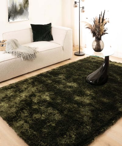 Shaggy vloerkleed - Spark olijfgroen 80x150