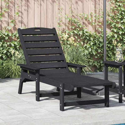 vidaXL Ligstoel Zwart 195,5 x 53 x 98,5 cm HDPE