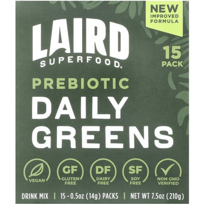 Laird Superfood, légumes verts prébiotiques quotidiens, 15 paquets, 0,5 oz (14 grammes) chaque