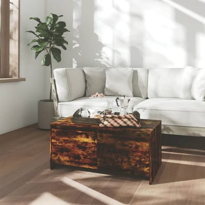 vidaXL - Salontafel - 90x50x41,5 - cm - bewerkt - hout - gerookt - eikenkleurig