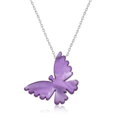 925 Sterling Zilveren Damesketting – Handgemaakt Paarse Vlinder Design – Symbool van Vrijheid & Liefde – Cadeau voor Haar – Elegant Sieraad