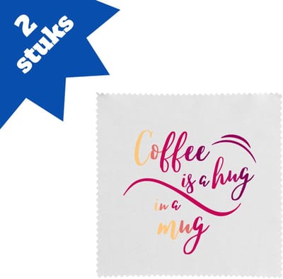 Akyol - coffee is a hug, i am a mug brillendoekjes - Koffie - iemand die houdt van koffie - koffie liefhebbers - quote - verjaardagscadeau - cadeau - kado - gift - geschenk - verrassing - 17,8 bij 17,8 cm - 2 stuks