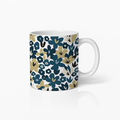 Bloemenpatroon Mok 330ml | Stijlvolle Koffie- & Theebeker Cadeau met Kleurrijk Bloemendesign