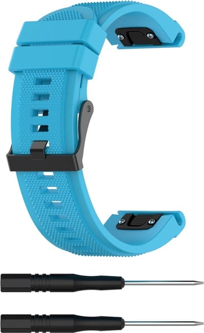 Siliconen bandje - geschikt voor Garmin Fenix 3 / 5X / 5X Plus / 6X / 6X Pro / 7X / 7X Pro / 8 (51 mm) / Quatix 3 / 6X / Tactix (7) / Enduro (2) / Descent Mk1 / Mk2(i) / Mk3i 51 mm / D2 / Delta PX / Mach 1 Pro / Epix Pro Gen 2 51 mm - lichtblauw