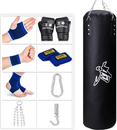 Hangende Bokszak voor Thuis - Fitness Gym Boksset met Handschoenen en Ketting - Plafondhaak - Tieners en Volwassenen - Zware Training