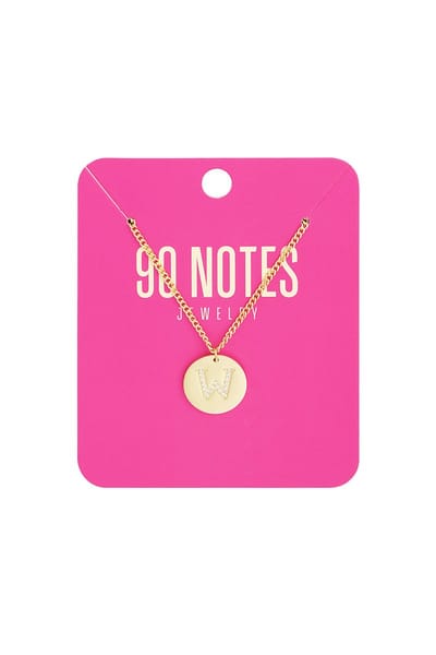 90 NOTES - Initial Strass Ketting - Letter W - goudkleurig