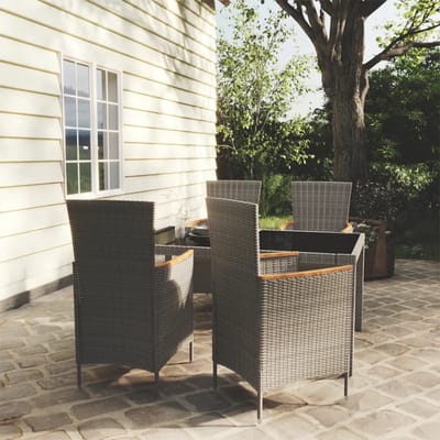 vidaXL - 5-delige - Tuinset - met - kussens - poly - rattan - grijs