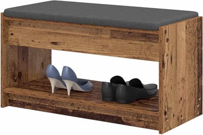 Halbank Oudhout - Entreebank Bankje - Zitplek Creëren - Met Opbergplank - 83 x 38 x 45 cm - Oudhout