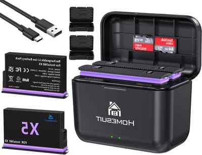 Camera Accu en Oplader Set - Batterij Kit - Actiecamera Gebruik - Dubbele Laadpoort - 2850 mAh - Zwart
