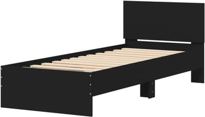 Bedframe met hoofdbord - Eenpersoonsbed ombouw - Goede nachtrust - Met RGB LED-verlichting - 75 x 190 cm - Zwart