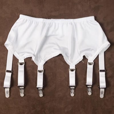 Dames Goth Glad Satijnen Kousenband Zwart/Wit Jarretelgordel Met Zes Banden Voor Dijhoge Kousen Exotische Lingerie Clubkleding One Size white