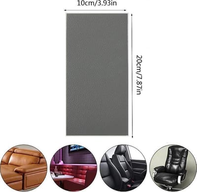 GEAR 3000® PU leer reparatie set - leather repair - leder patch - zelfklevende sticker donkergrijs