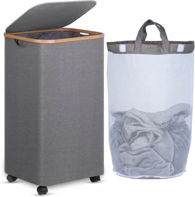 SolidKeus - Wasmand met Wielen en Deksel van 100L