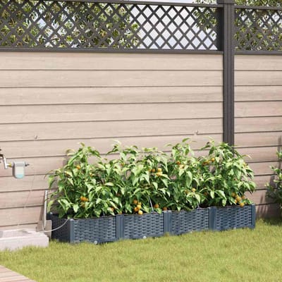 vidaXL - Plantenbak - 4 - st - Lichtgrijs - 160 - x - 40 - x - 22 - cm - PP