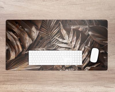 Coloray Bureau Onderlegger - Metalen bladeren Bureau Mat - 90 cm x 45 cm - Bruin Bureau Onderlegger - Bureaumat - Onderlegger Bureau - Bureau Onderlegger Groot - Bureau Onderlegger XXL