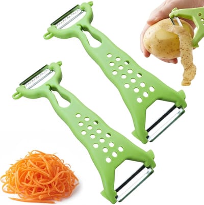 2-in-1 dubbelzijdige groenterasp & dunschiller – roestvrij staal met ergonomische greep voor dagelijks koken
