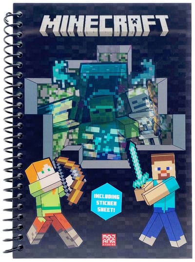 Minecraft Notitieboek A5 – Gelinieerd Schrift met Stickers – Spiraalgebonden – School & Cadeau voor Kinderen