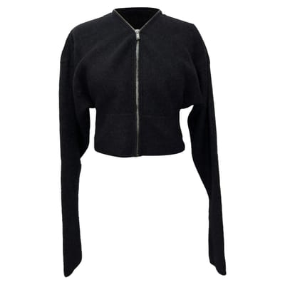 Rick Owens Batwing Klaus Zip Cardigan in zwarte alpacawol
