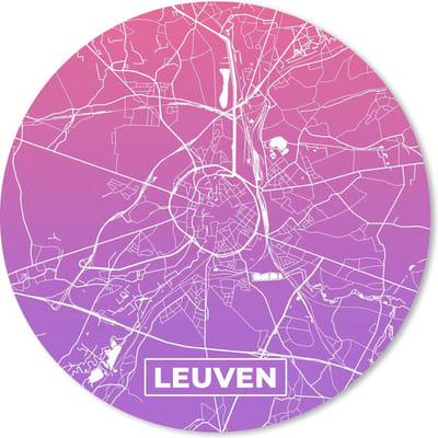 Muismat rond 20x20 cm - Mousepad Stadskaart - Leuven - België - Paars - Ronde muismatten