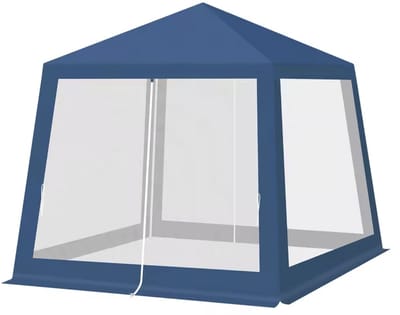 J&R Partytent - Feesttent - Paviljoen tent - Tuin tent - Buiten tent - Mesh zijkanten - Afsluitbaar - Klamboe Zijkant - Waterdicht dak - UV bescherming - 3x3 meter - Blauw