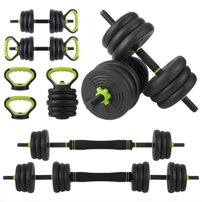 Verstelbare Halterset - Haltergrepen - Verstelbare dumbbells - Voor Thuisgym & Fitnessoefeningen - Dumbbell, Halter, Kettlebell & Push-Up Set - Multifunctioneel Trainingsgewicht - 20kg
