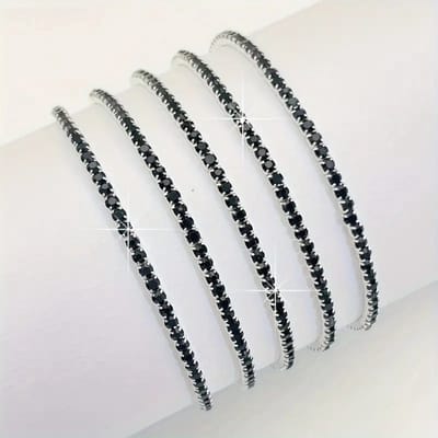 Livano Armband - Staal - Nep Zilver - Dames - 5 St - Zilver/Zwart