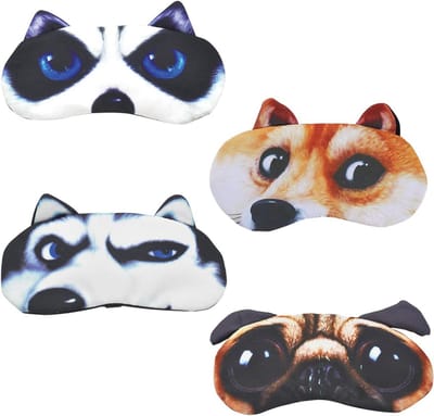 Leuk Slaapmasker - Dieren Blinddoek - Reizen en Rust - Verstelbare Band - 4 Stuks - Multicolor