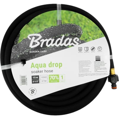 Bradas AQUA-DROP Druppelslang – 1/2" (13 mm) × 15 m – Waterbesparend Zweetslang – Inclusief Snelkoppelingen