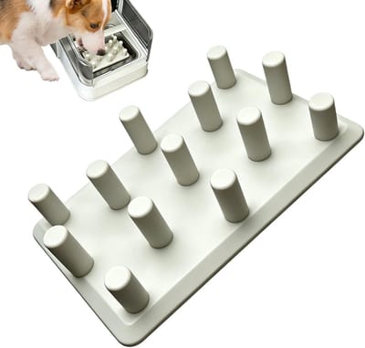 Hondenbak Inzetstuk - Voer Puzzel - Langzamer Eten - Magnetische Bevestiging - 14.5 x 11.5 cm - Wit