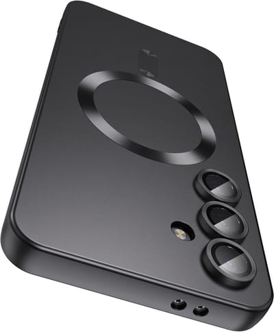 AziLine Magnetische Premium Zwart Hoes voor Galaxy S25+ Plus – Stijlvolle Bescherming met Ingebouwde MagSafe en Camera Lens Bescherming Geschikt voor Samsung Galaxy S25+ Plus